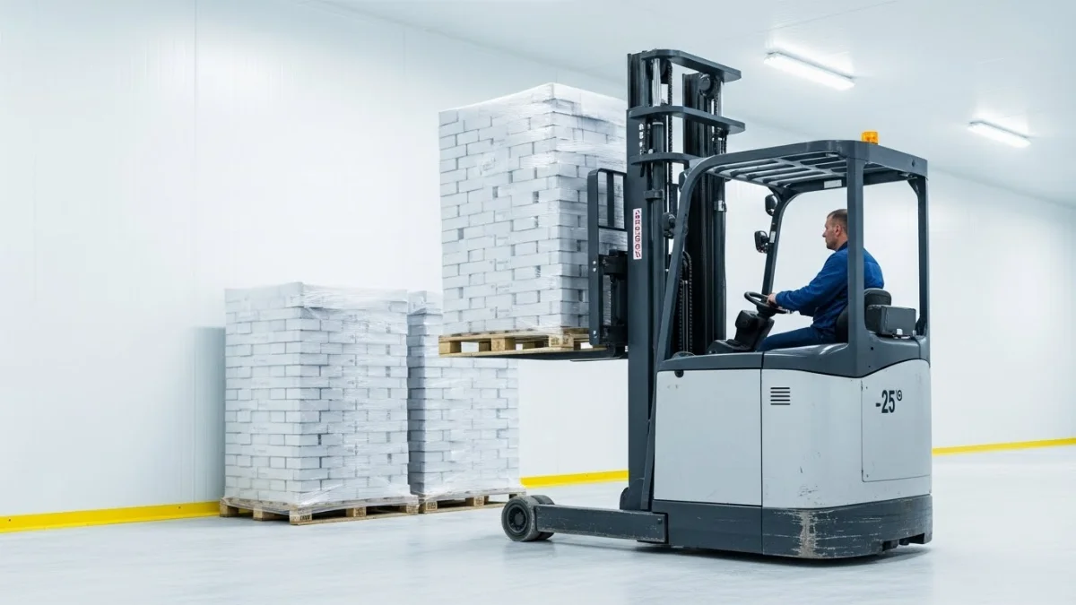 Xe nâng chuyên dụng hoạt động hiệu quả trong kho lạnh âm sâu