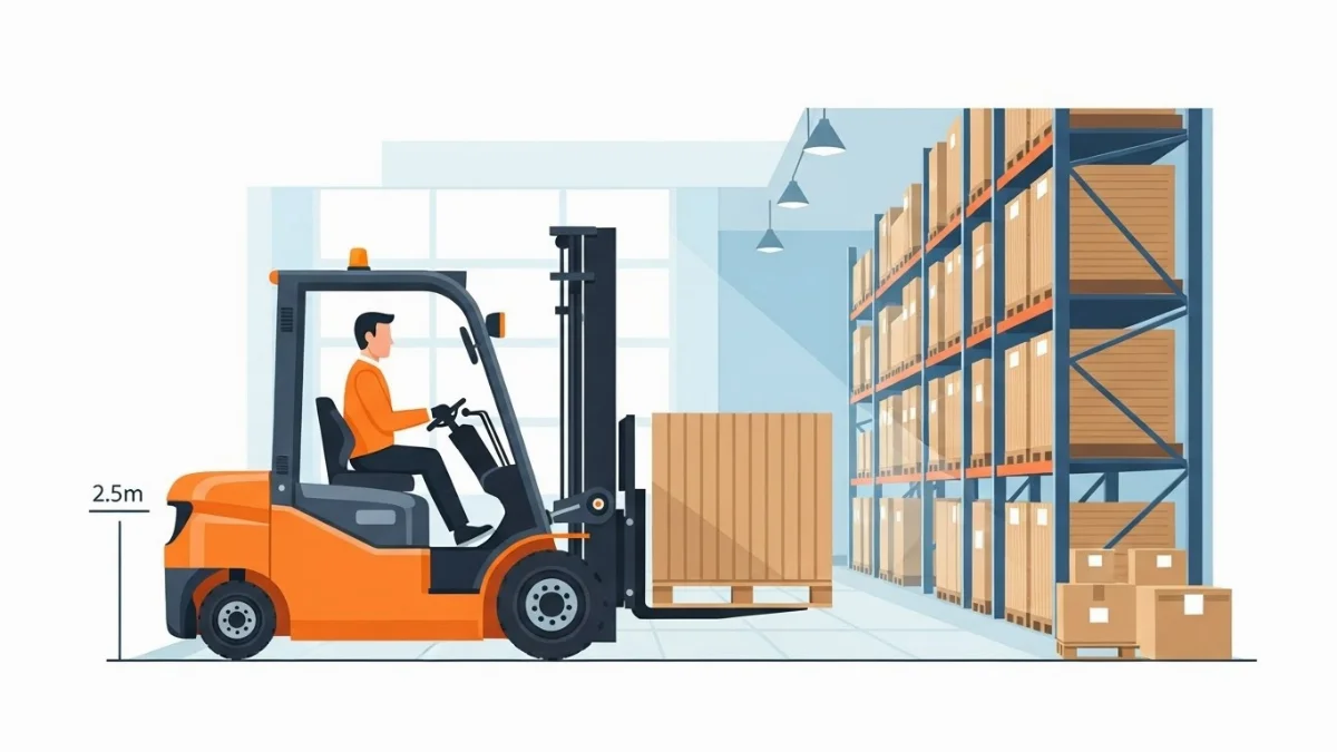 Xe nâng hàng 3 bánh di chuyển linh hoạt trong nhà xưởng nhỏ