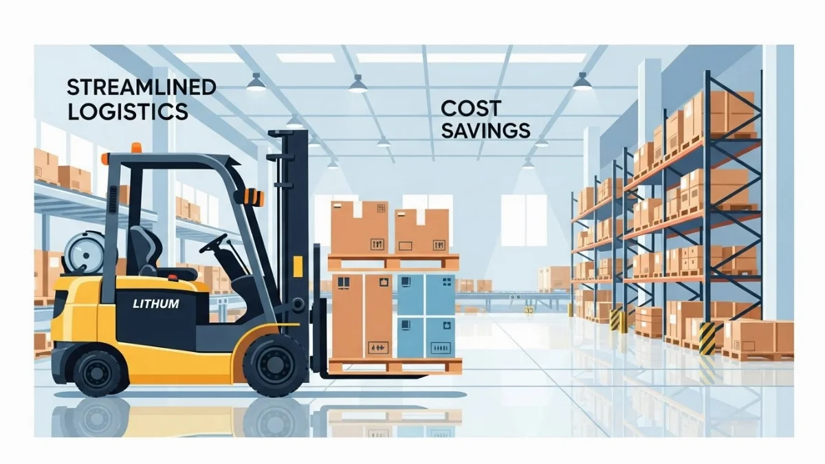 Pin Lithium-ion cho xe nâng điện, sạc nhanh, hiệu suất cao, tuổi thọ dài.