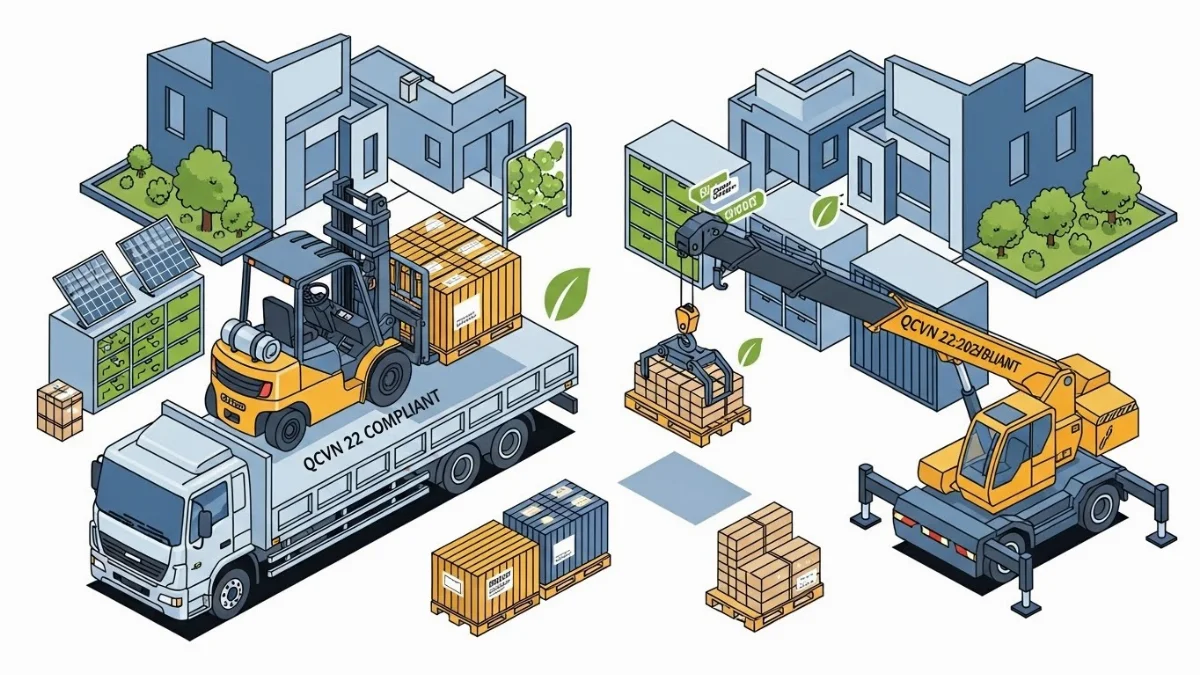 Kỹ thuật vi&ecirc;n đang kiểm tra động cơ xe n&acirc;ng dầu, đảm bảo tu&acirc;n thủ quy định an to&agrave;n.