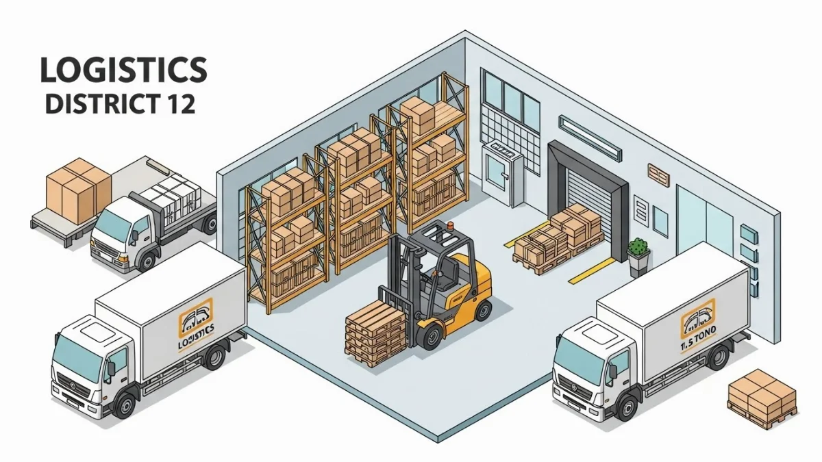 Sản phẩm gi&agrave;y da th&agrave;nh phẩm được xếp gọn g&agrave;ng tr&ecirc;n kệ cao bằng xe n&acirc;ng