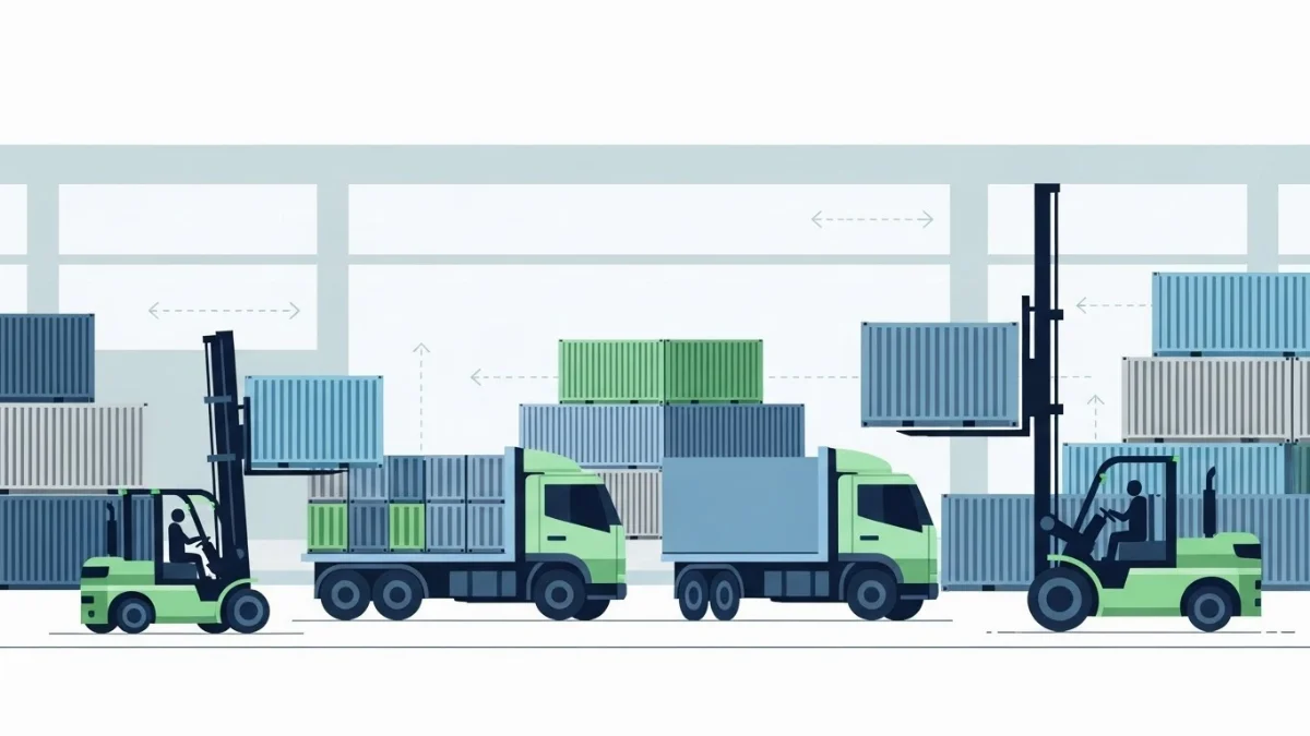 Xe nâng điện đang hoạt động trong nhà xưởng sạch sẽ