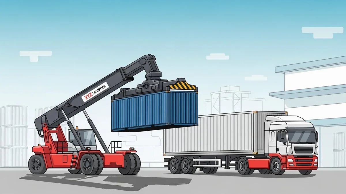 Đội ngũ xe nâng rút container chuyên nghiệp sẵn sàng phục vụ nhu cầu bốc xếp.
