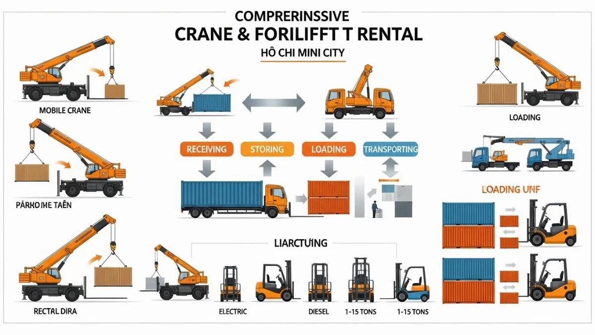 Đội xe nâng đa dạng chủng loại và tải trọng sẵn sàng phục vụ tại kho