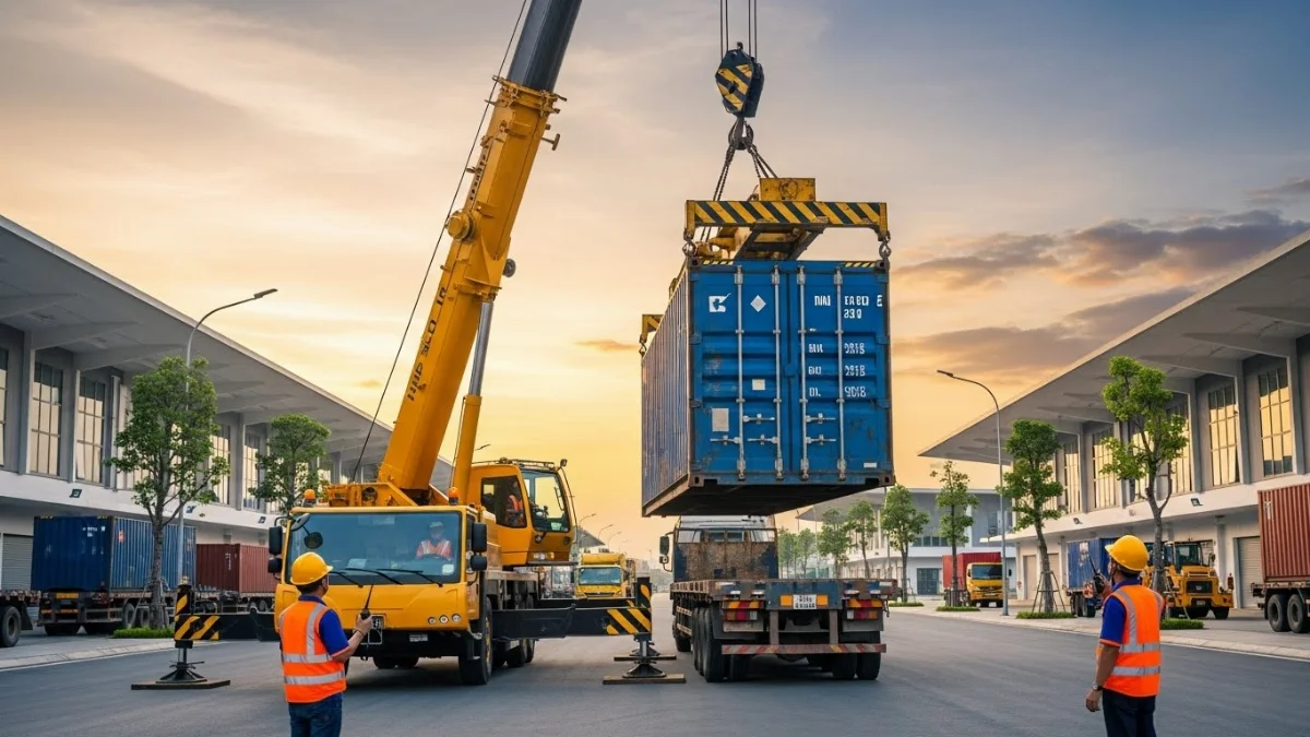 Xe nâng điện hiện đại trong kho hàng KCN Đức Hòa Long An