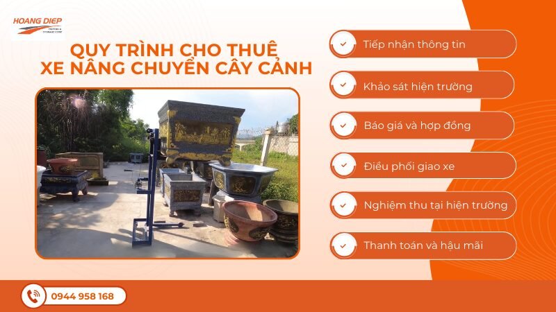 Quy trình cho thuê xe nâng chuyển cây cảnh