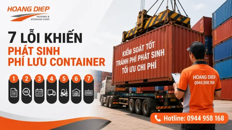 7 lỗi khiến phát sinh phí lưu container, hướng dẫn kiểm soát quy trình đóng rút container để tránh phí chờ và tối ưu chi phí.