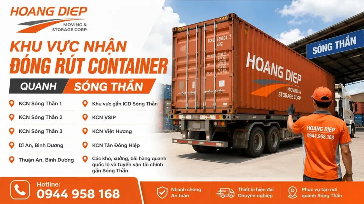 Khu vực đóng rút container Sóng Thần 1, Sóng Thần 2, Sóng Thần 3 và ICD Sóng Thần
