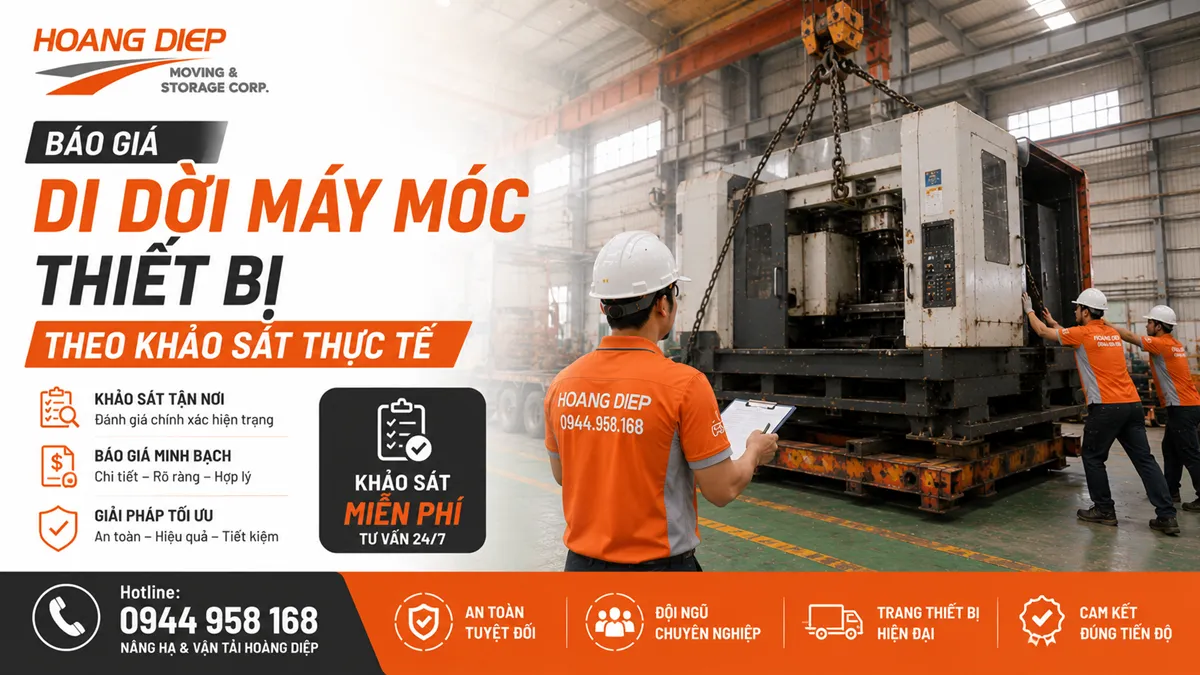Báo giá di dời máy móc thiết bị theo khảo sát thực tế
