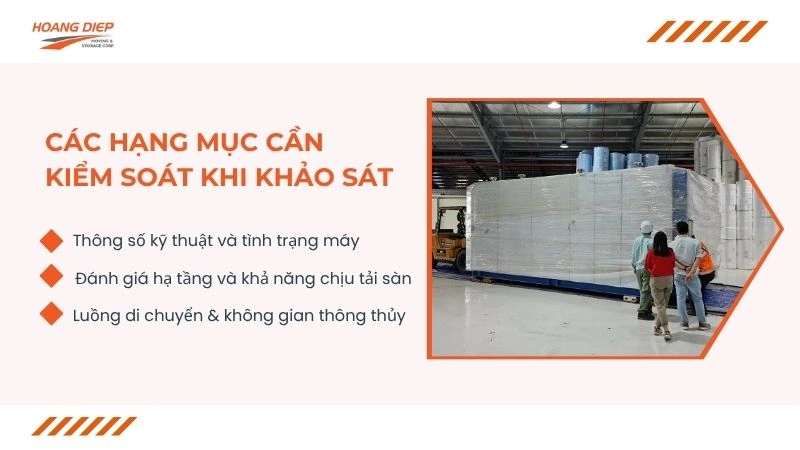 các hạng mục cần kiểm soát khi khảo sát hiện trường di dời máy móc thiết bị 