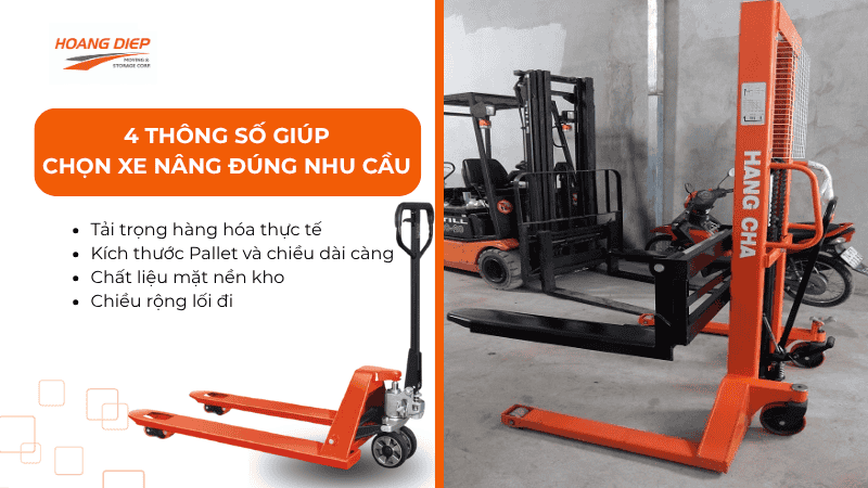 Các thông số giúp lựa chọn xe nâng tay đúng nhu cầu