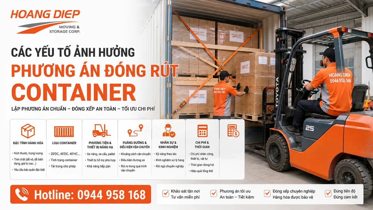 Các yếu tố ảnh hưởng phương án đóng rút container