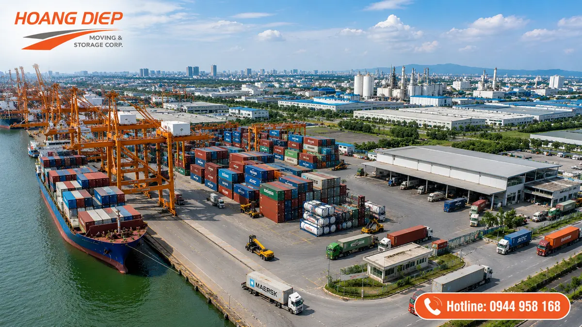 Dịch vụ đóng rút container Hoàng Diệp hỗ trợ rút hàng, đóng hàng và bốc xếp hàng hóa tại kho bãi, nhà máy, cảng container và khu vực logistics.