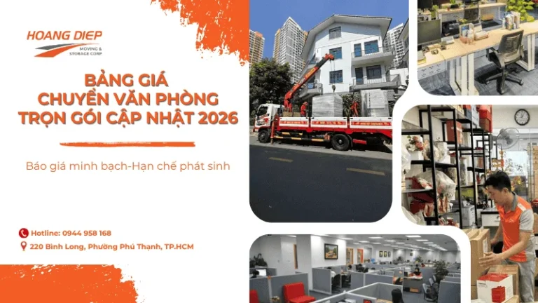 Cập nhật bảng giá chuyển văn phòng trọn gói mới nhất 2026