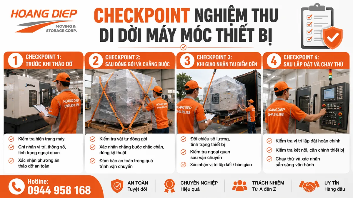 Checkpoint nghiệm thu di dời máy móc thiết bị