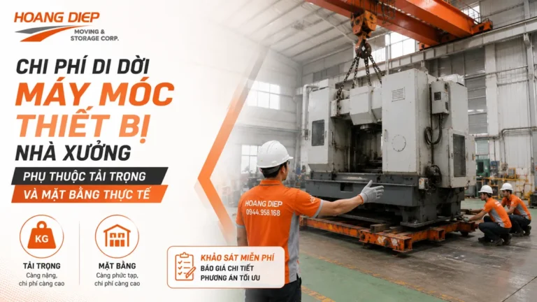Chi phí di dời máy móc thiết bị nhà xưởng phụ thuộc tải trọng và mặt bằng