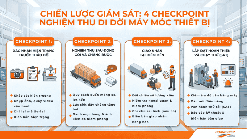 chiến lược giám sát 4 điểm khi di dời máy móc