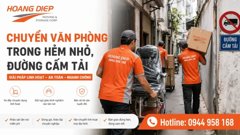 Dịch vụ chuyển văn phòng trong hẻm nhỏ, đường cấm tải, ít phát sinh