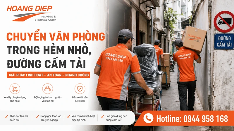 Dịch vụ chuyển văn phòng trong hẻm nhỏ, đường cấm tải, ít phát sinh