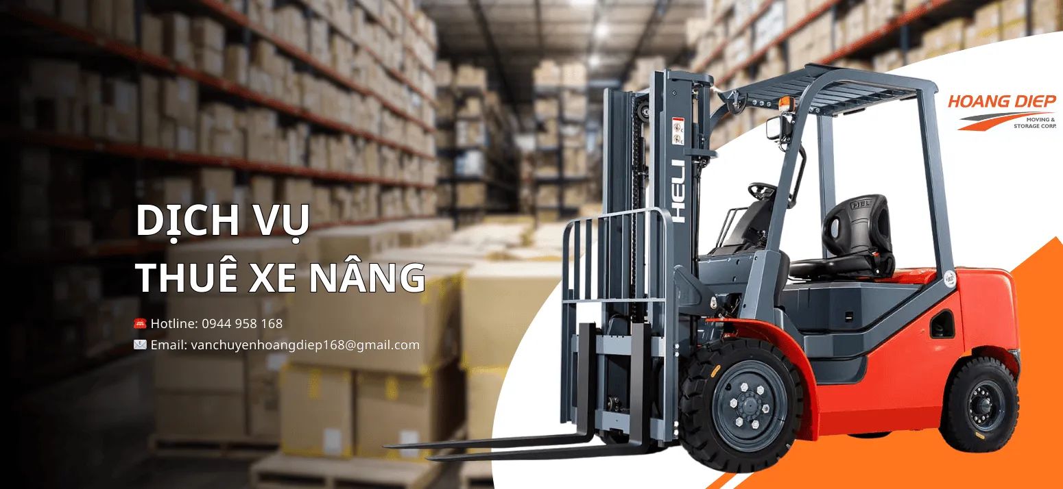 dịch vụ thuê xe nâng chuyên nghiệp uy tín từ Nâng Hạ & Vận Tải Hoàng Diệp