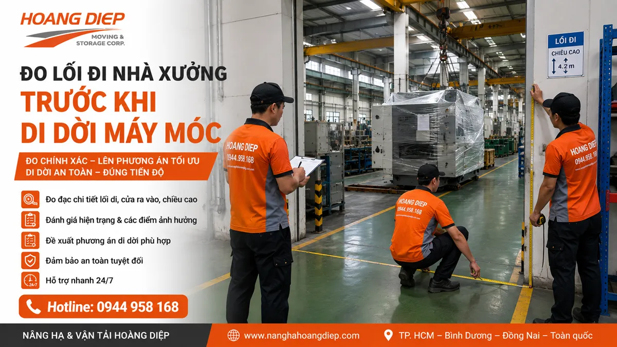 Đo lối đi nhà xưởng trước khi di dời máy móc