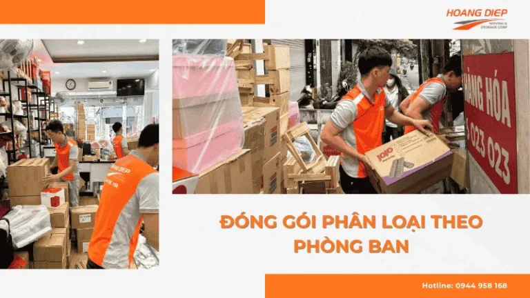 Đóng gói phân loại theo phòng ban khi chuyển văn phòng tại Hoàng Diệp