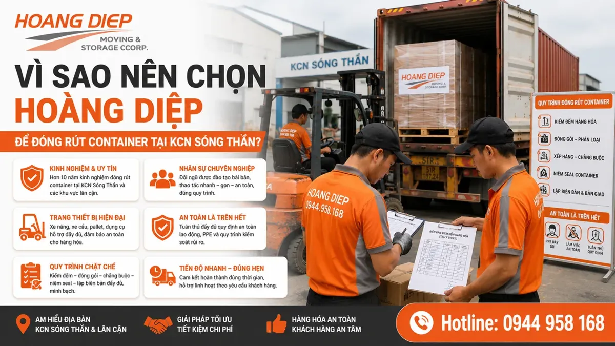 Nhân sự Hoàng Diệp kiểm đếm hàng khi rút container

