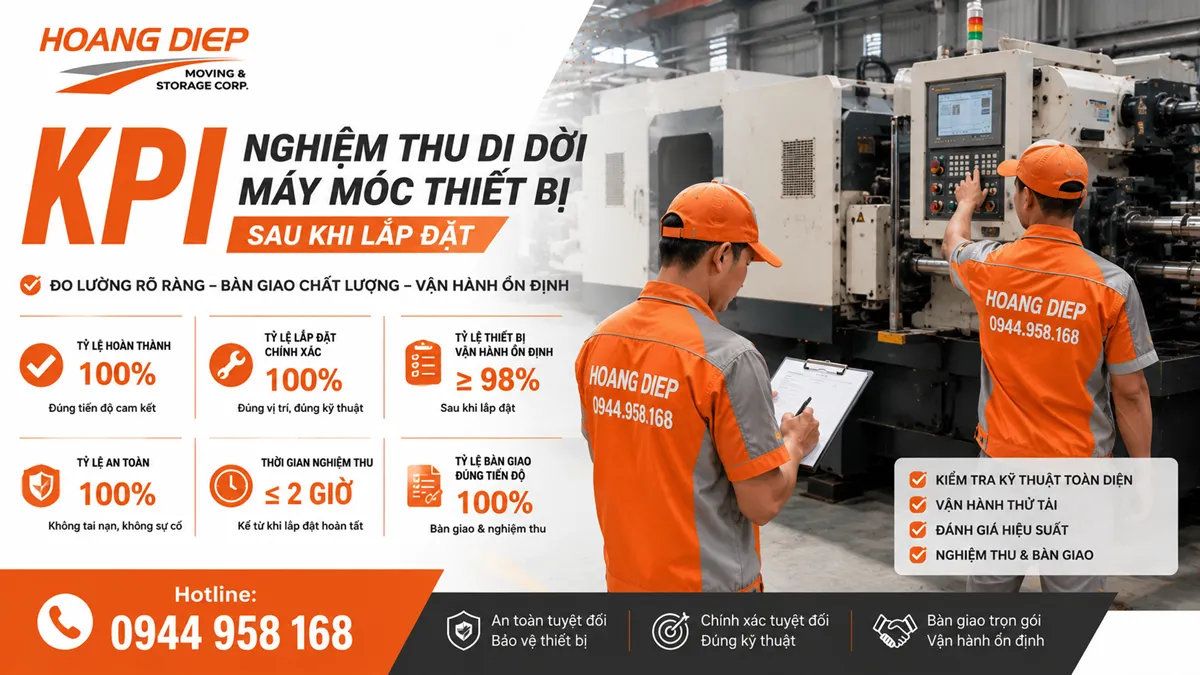 KPI nghiệm thu di dời máy móc thiết bị sau khi lắp đặt