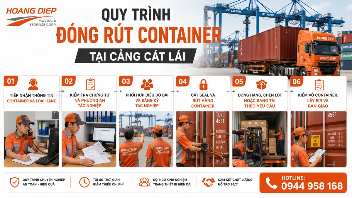 Quy trình đóng rút container tại cảng Cát Lái
