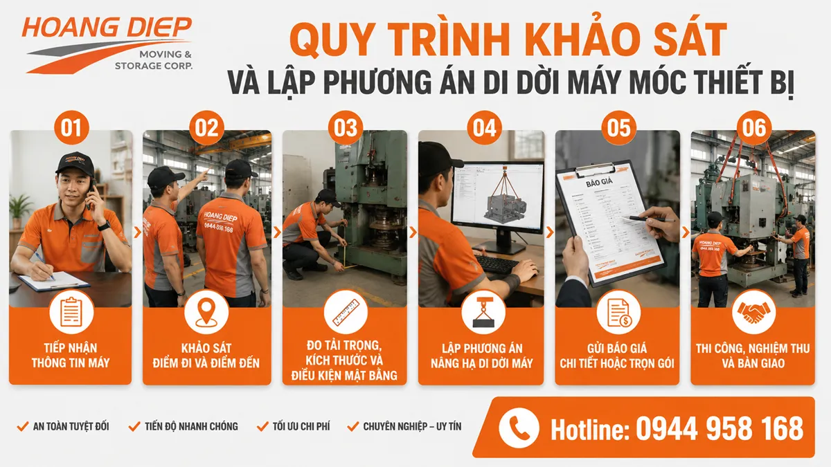 Quy trình khảo sát và lập phương án di dời máy móc thiết bị