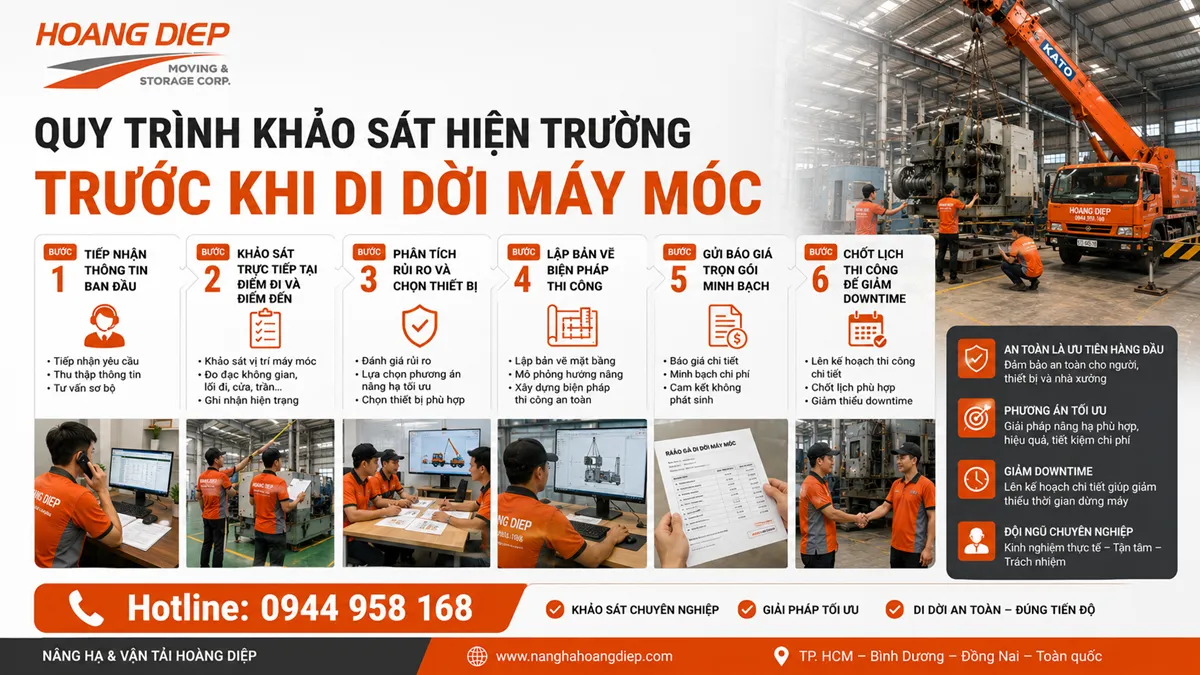 Quy trình khảo sát hiện trường trước khi di dời máy móc