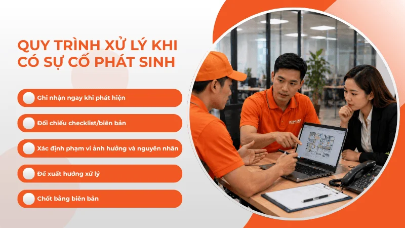 Quy trình xử lý sự cố phát sinh khi chuyển văn phòng nhanh chóng và chuyên nghiệp