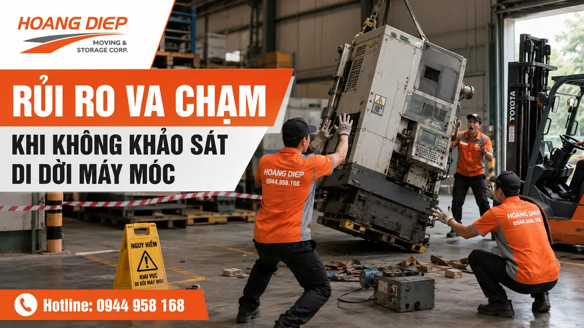 Rủi ro va chạm khi không khảo sát di dời máy móc