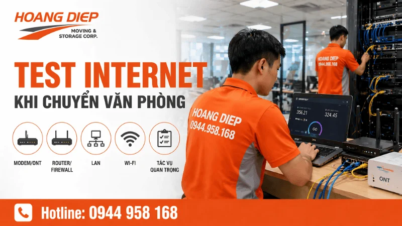 Test đường truyền Internet khi chuyển văn phòng đảm bảo ổn định, vận hành trơn tru
