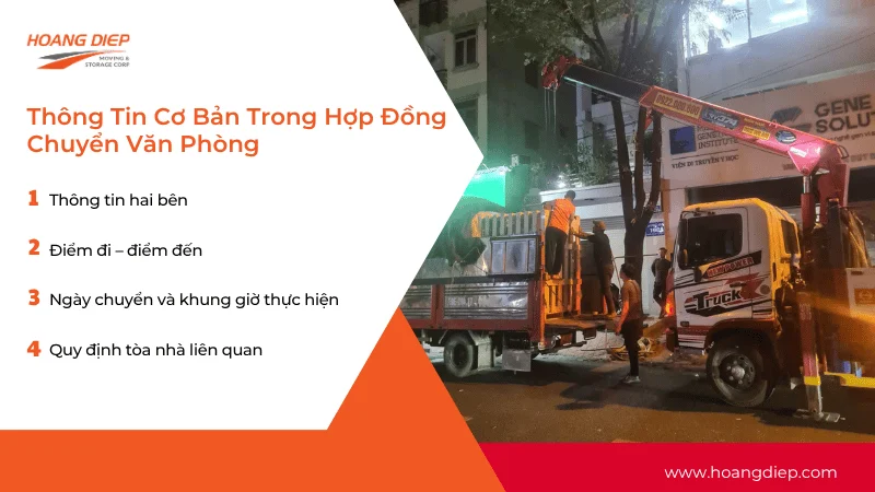 Thông tin cơ bản cần có trong hợp đồng chuyển văn phòng