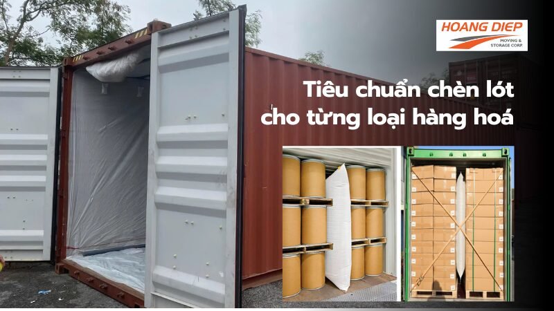 Vận Tải Hoàng Diệp sử dụng tiêu chuẩn chèn lót riêng cho từng loại hàng hoá