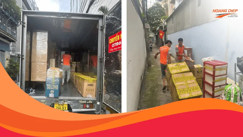Trung chuyển đồ đạc bằng xe nhỏ, xe đẩy, kéo bộ trường hợp hẻm nhỏ, cấm tải khi chuyển văn phòng