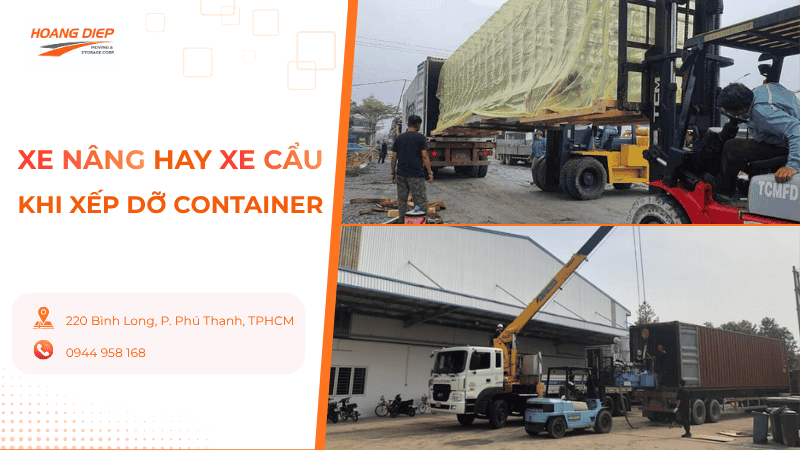 chọn xe nâng hay xe cẩu khi xếp dỡ container