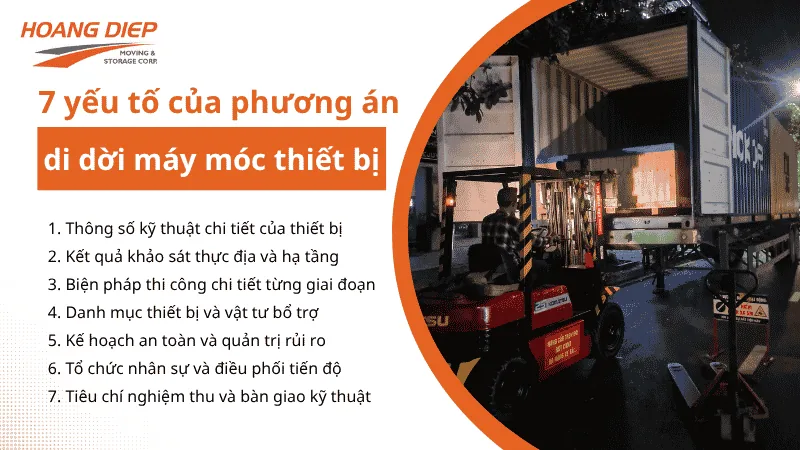 7 yếu tố cần có của phương án di dời máy móc thiết bị 