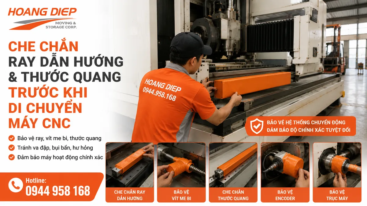 Bảo vệ bộ phận chính xác của máy CNC trước khi di dời