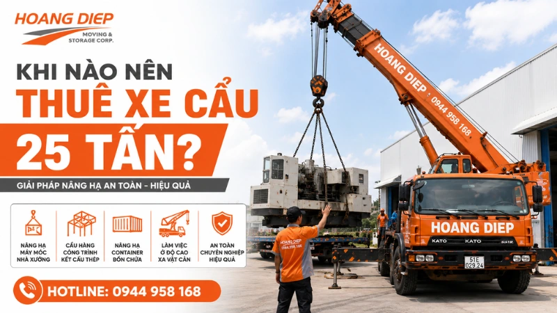 Các công việc cần thuê xe cẩu 25 tấn thi công