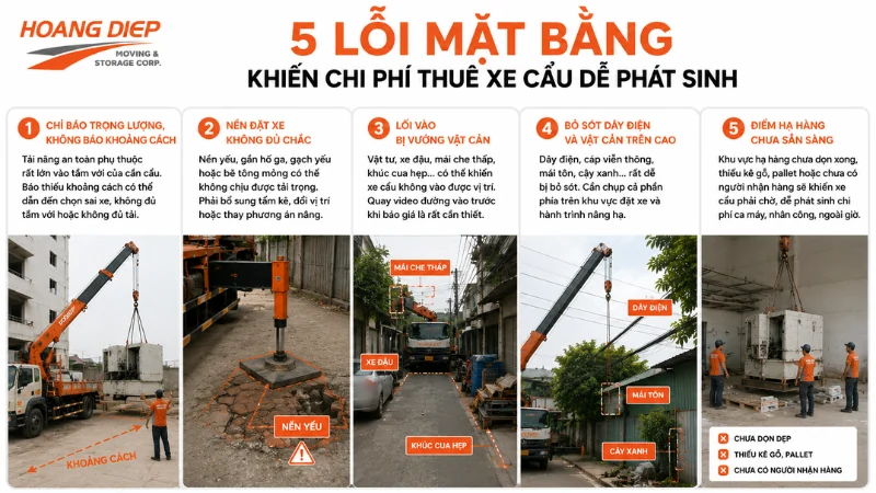 Các lỗi mặt bằng người thuê hay mắc phải khi thuê xe cẩu