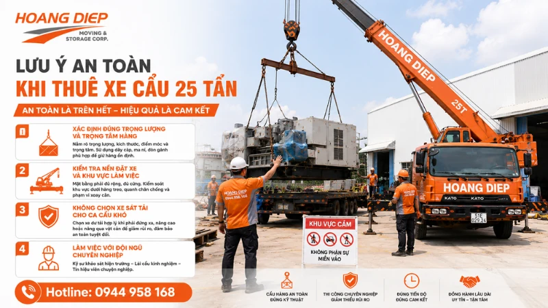 Các lưu ý khi thuê xe cẩu 25 tấn