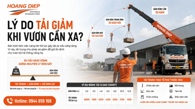 Lý do khiến tải giảm khi cần vươn xa