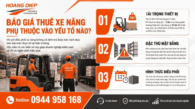 Các yếu tố ảnh hưởng đến giá thuê xe nâng tại TP.HCM