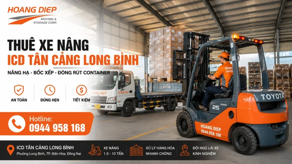 Vận tải Hoàng Diệp cho thuê xe nâng ICD Tân Cảng Long Bình