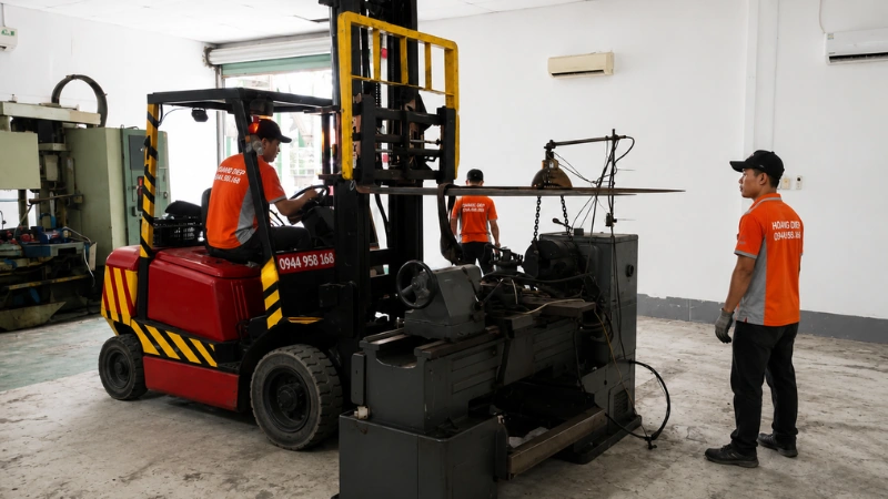 Hoàng Diệp thi công di dời máy móc trong không gian hẹp 
