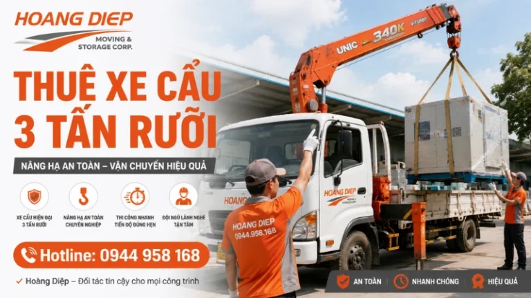 Dịch vụ thuê xe cẩu 3 tấn rưỡi chuyên nghiệp an toàn từ Vận Tải Hoàng Diệp