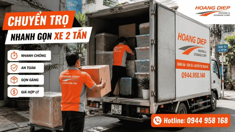 dịch vụ chuyển trọ bằng xe tải 2 tấn tại Vận Tải Hoàng Diệp