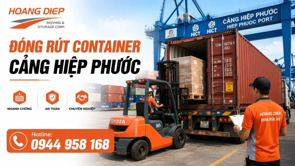 Vận tải Hoàng Diệp cung cấp dịch vụ đóng rút container cảng Hiệp Phước